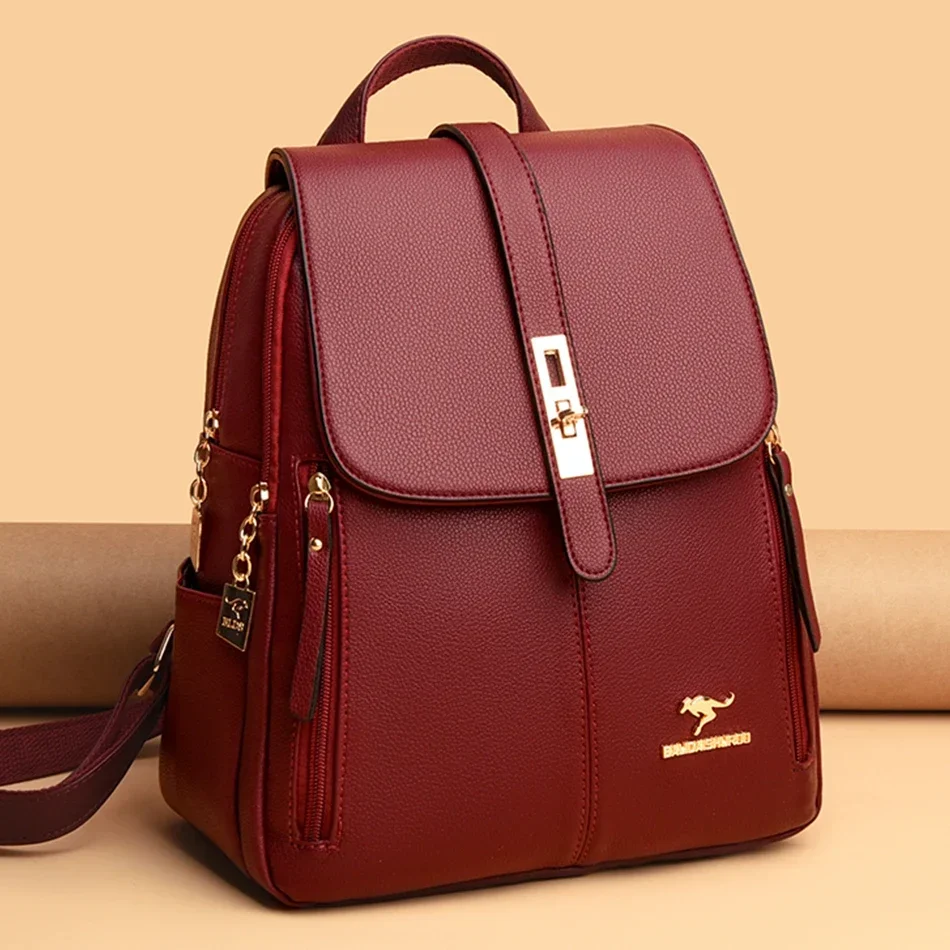 Leather Backpack Vintage - Zaino da donna in pelle di
